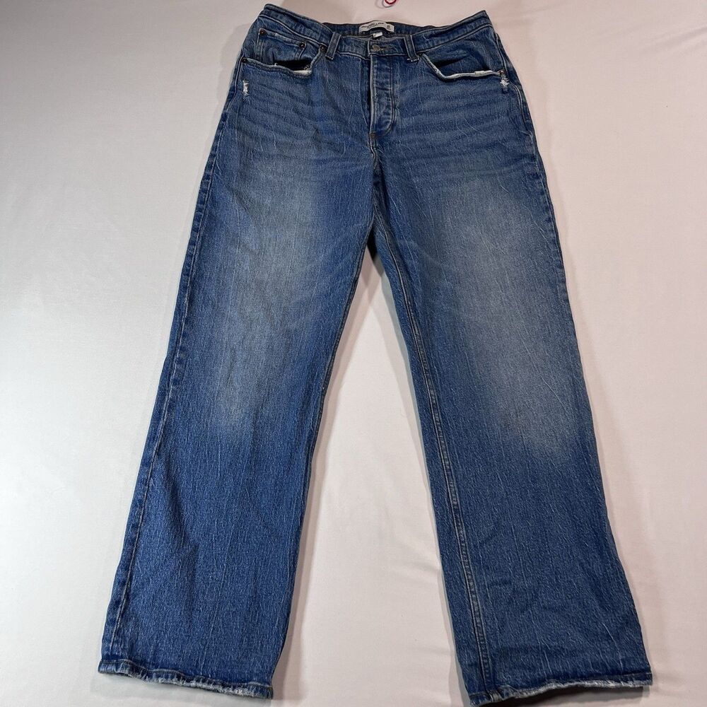 Abercrombie & Fitch 90s Baggy Low Rise Jeans 30 10R Curve Love Distressed Blue
